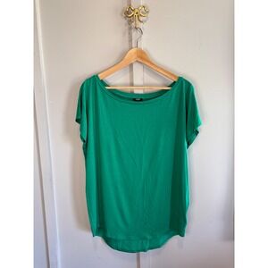 Express London Green Boat Neck Short Sleeve Top Relaxed Fit Medium 006347063